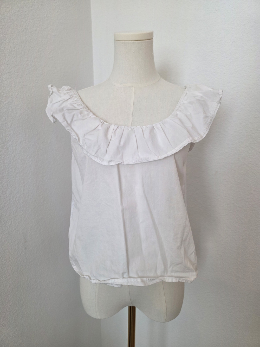 Mango White Ruffle Off-Shoulder Tank Top - Picture 2 of 5
